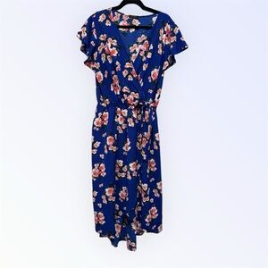 Floral Blue Wrap Dress sz 2x